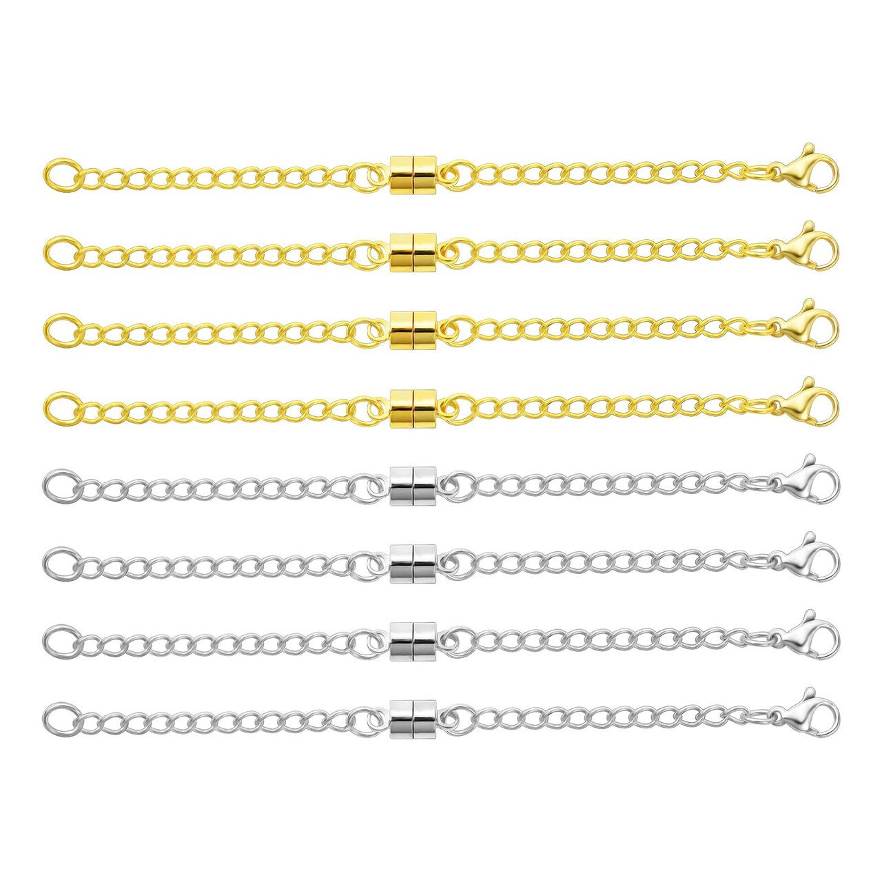 Magnetic Necklace Extender Silver and 14K Gold Adjustable Chain Extenders for Necklaces,Magnetic Jewelry Clasps and Closures for Women